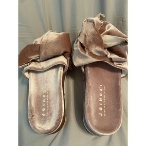 Joshua Sanders Pink Velvet With Bow Platform Flat Sandals IT41  US11